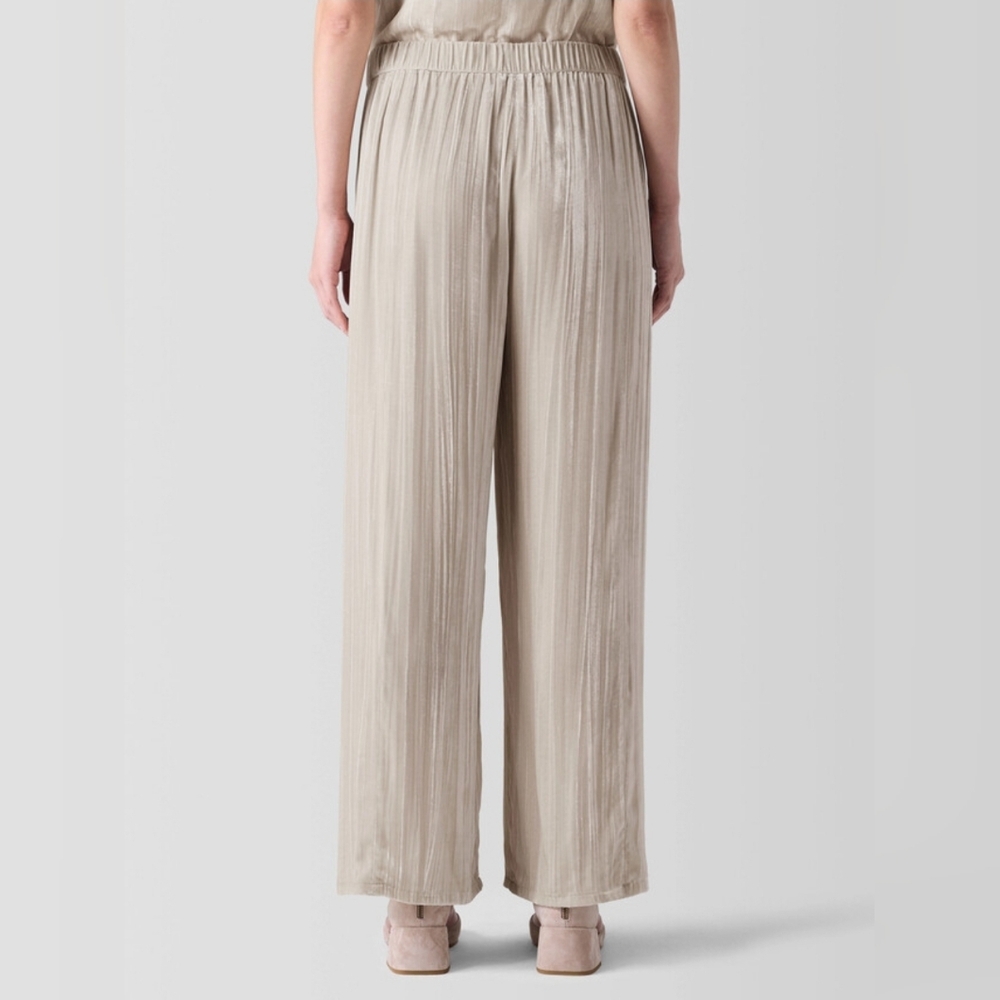 NWT Eileen Fisher Crushed Velvet Wide Leg Pant: Almond Color: Size- Large - Picture 2 of 10